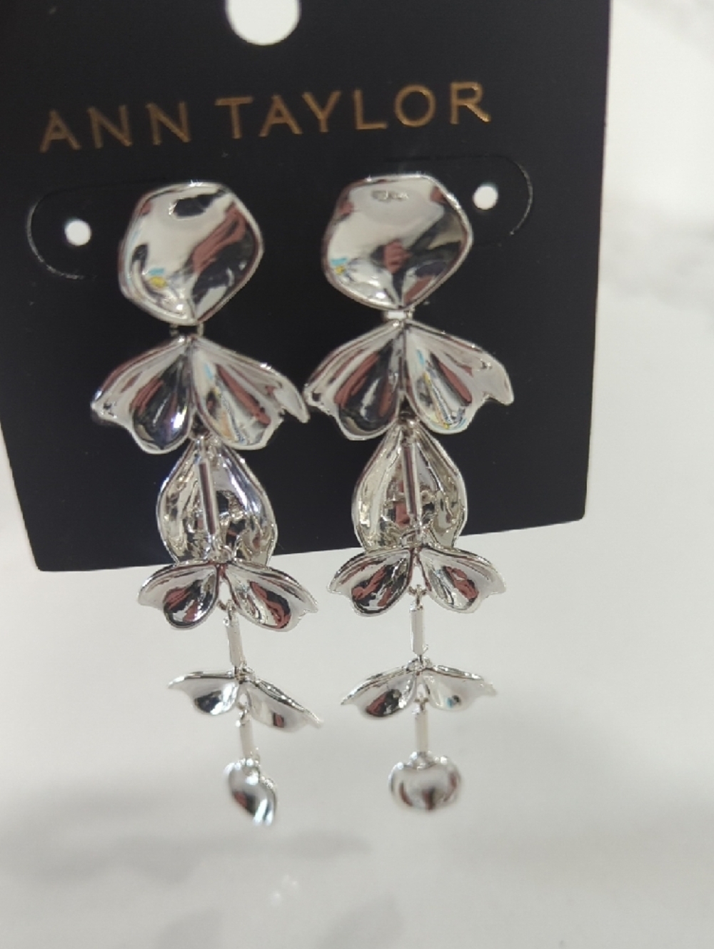 Ann Taylor Silver Multi-Tier Floral Drop Earrings - Picture 6 of 8